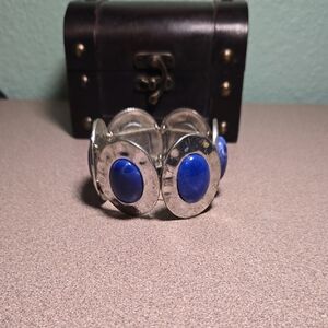Silver Bracelet with Blue Accents